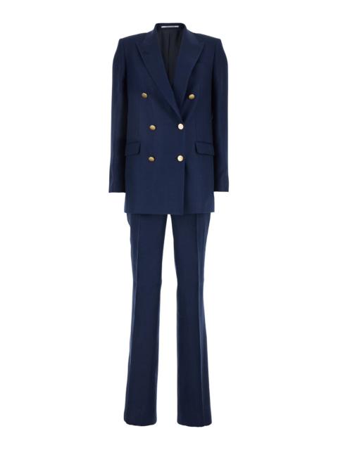 TAGLIATORE - Tagliatore Women 'Jasmine' Blue Double-Breasted Suit With Peak Revers In Fabric Woman