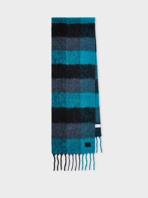Paul Smith Women's Blue Merino Wool Check Scarf