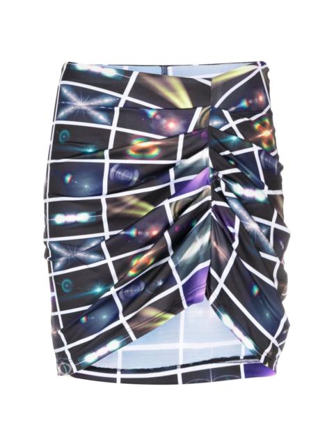 MAISIE WILEN graphic-print ruched miniskirt