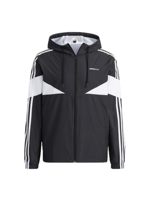 adidas adidas neo M Icons 3s Wbkr Casual Sports Contrasting Colors Hooded Jacket Black H14228