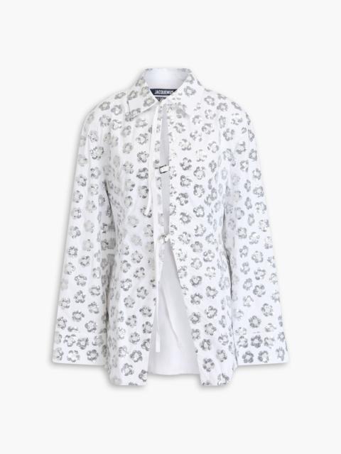 JACQUEMUS Lavoir Brodée sequin-embellished cotton-blend shirt