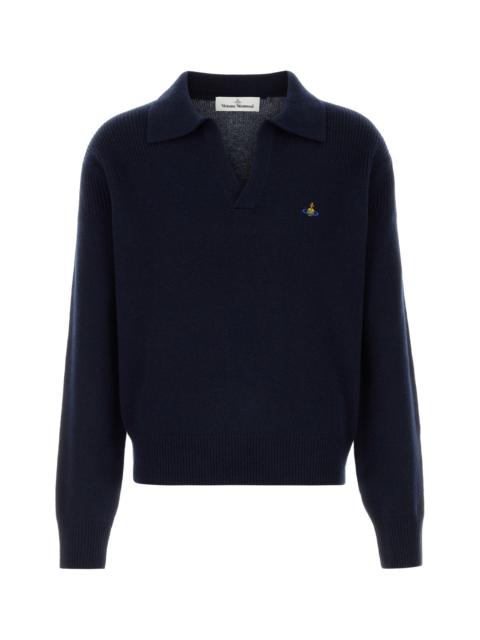Vivienne Westwood Navy blue wool blend polo shirt