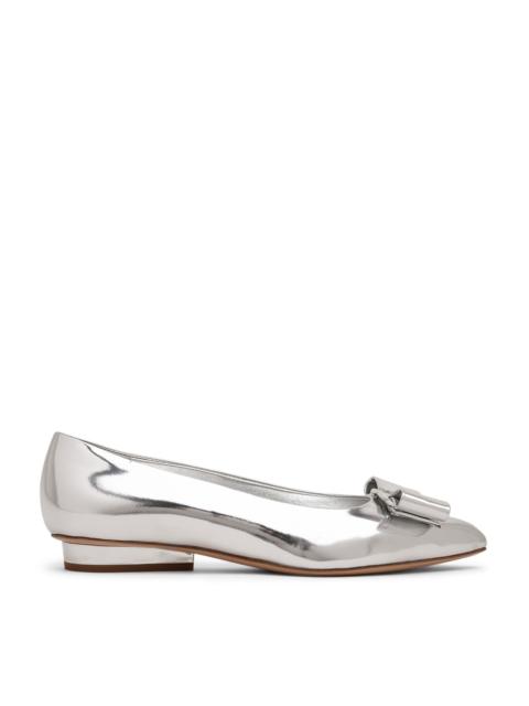 FERRAGAMO Salvatore Ferragamo Ladies Grey Viva Leather Ballet Flats