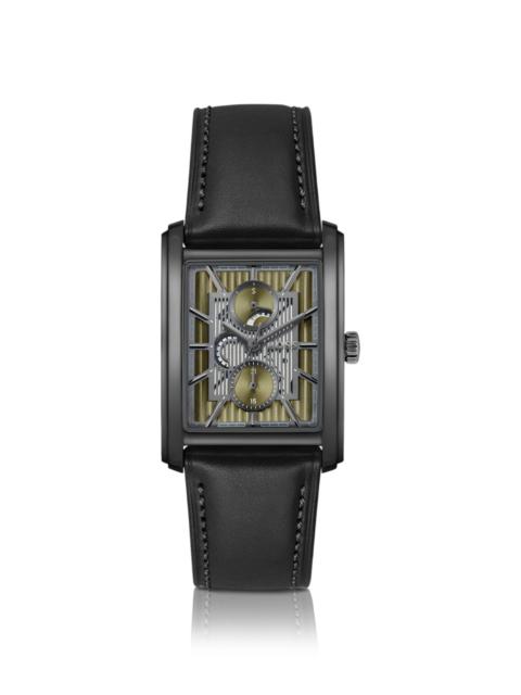 BOSS PRINCIPLE DRESS OLIVE-DIAL WATCH WITH LEATHER STRAP