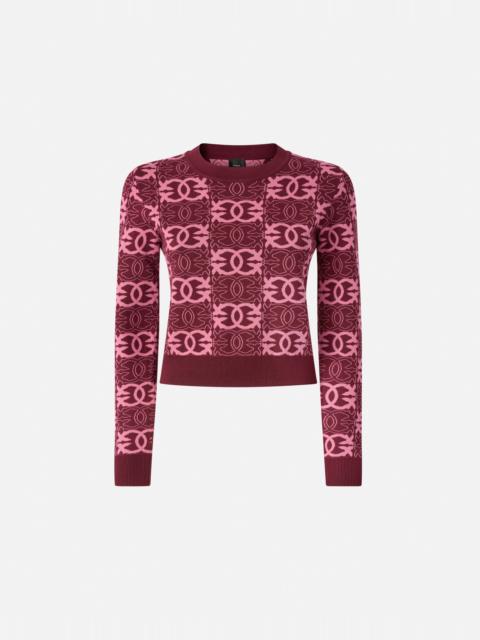 PINKO CROPPED SWEATER WITH LOVE BIRDS LOGO