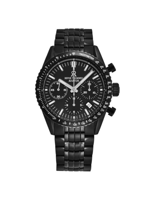 Other Designers Revue Thommen Aviator Chronograph Automatic Black Dial Men's Watch Gift Set with Pen 17000.6177