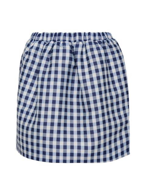 self-portrait Navy Gingham Taffeta Mini Skirt