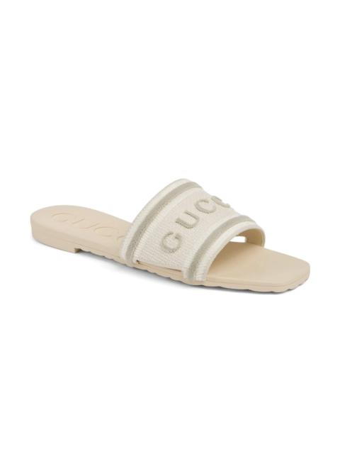GUCCI Gucci logo Striped Slide Sandals