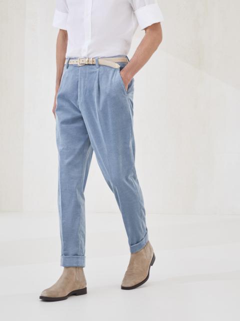Brunello Cucinelli Comfort cotton and cashmere corduroy leisure fit trousers with pleat
