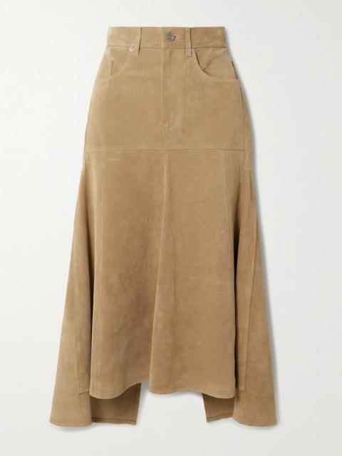 Victoria Beckham Paneled Suede Midi Skirt