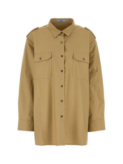 Prada Prada Women Camel Cotton Oversize Shirt