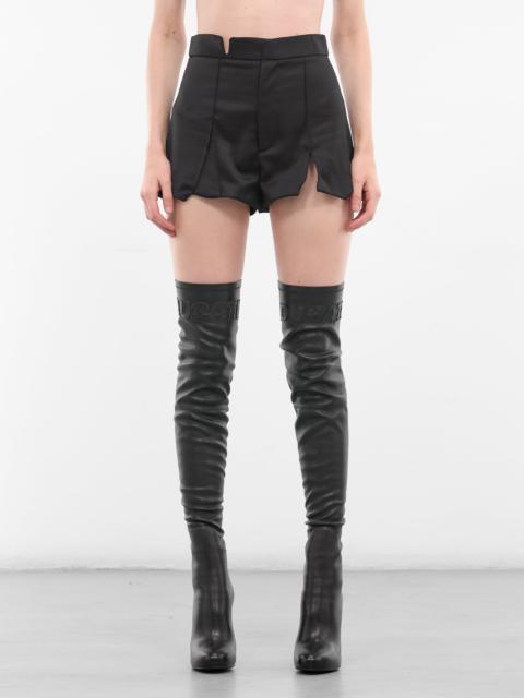 GRACE LING Black Gingko Wool Mini Shorts