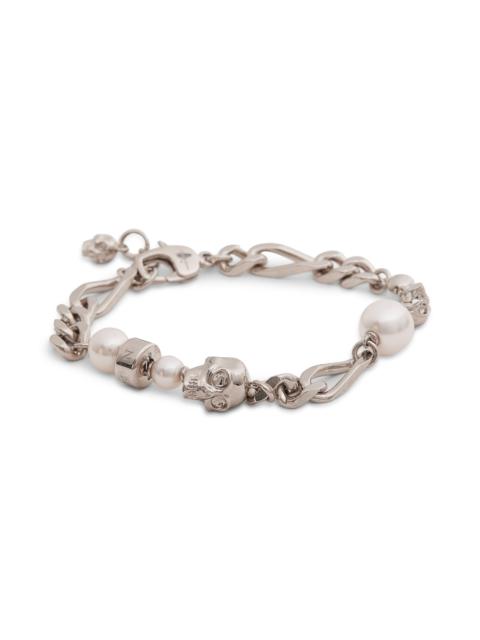 Alexander McQueen McQueen Crystal Skull & Faux Pearl Bracelet in 926/Pearl/Cry at Nordstrom