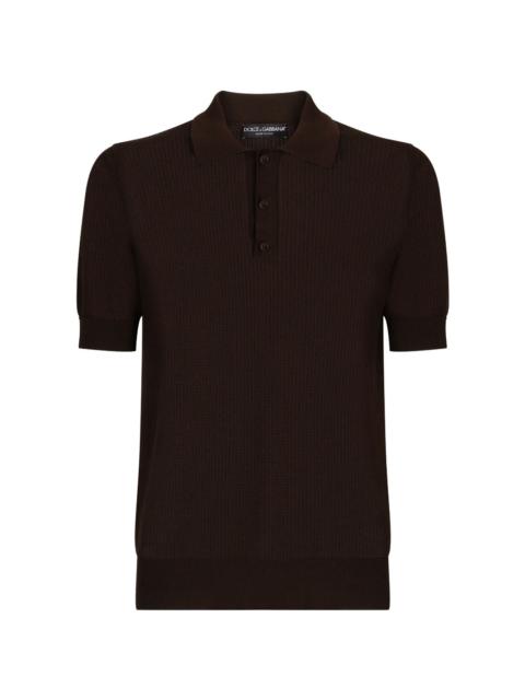 knitted short-sleeve polo shirt