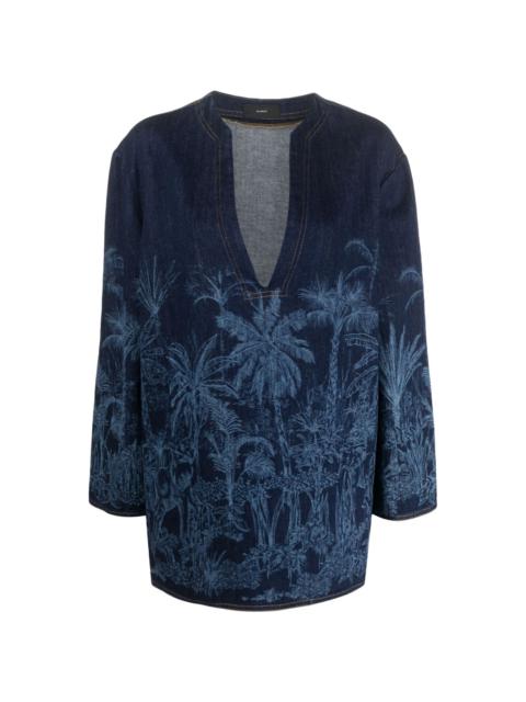 Jungle Toile de Jouy denim tunic