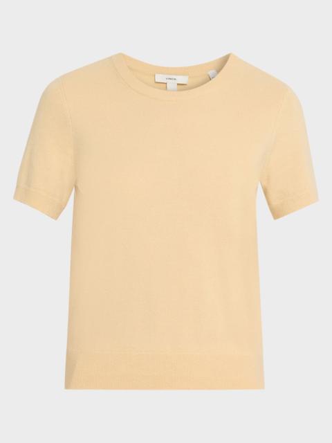 Vince Cashmere-Blend Short-Sleeve Crewneck Sweater