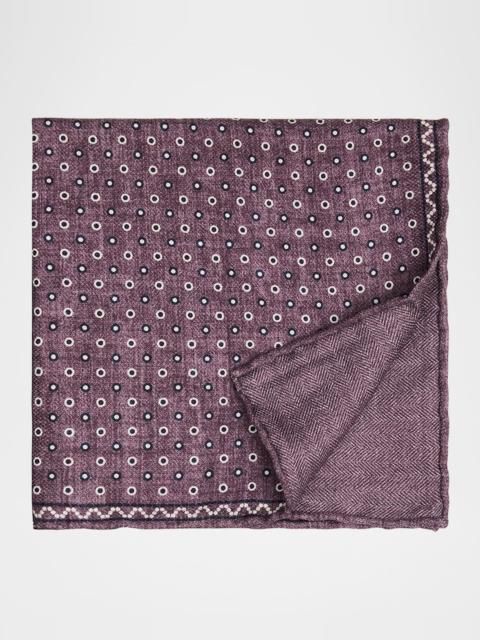 Brunello Cucinelli Men's Polka Dot-Print Silk Pocket Square