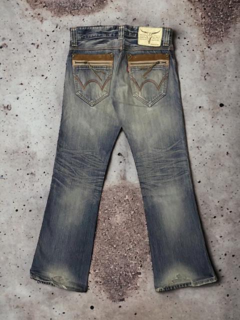 Other Designers Flare Edwin Blue Trip Washed Jeans Distress Zipper Pocket h'