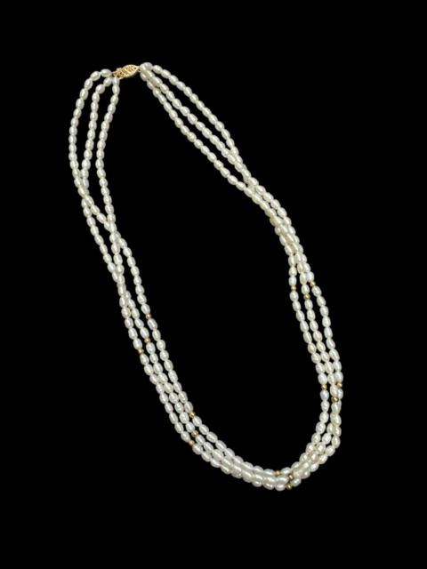 Other Designers Vintage - NATURAL PEARL NECKLACE DOUBLE STRANDS 14K CLASP