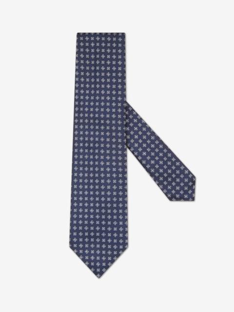 CORNELIANI Blue pure silk tie with micro madras pattern