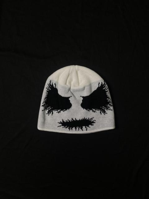 Other Designers Japanese Brand - Rare Black Distorted Face No Cuff Knit White Beanie OS