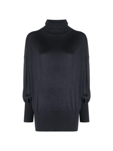 Brunello Cucinelli Brunello Cucinelli Dark Mock Neck Knit Sweater