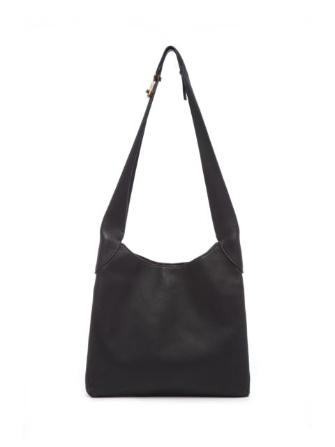 Small Hobo Bag in Black Textured Nappa Leather