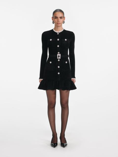 self-portrait Black Chenille Knit Mini Dress