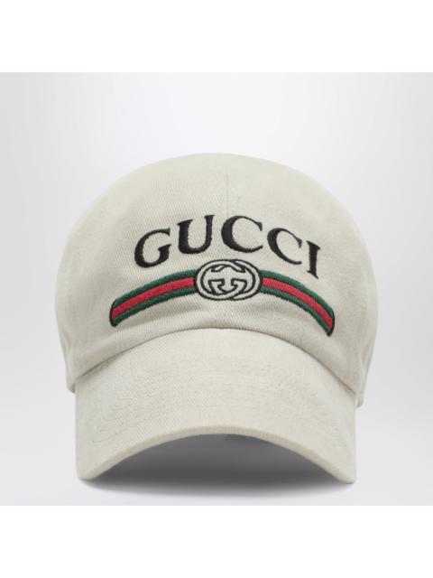 GUCCI Gucci Beige Cotton Baseball Cap With Embroidered Logo Men