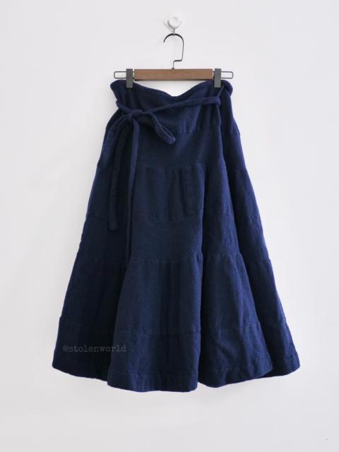 Comme Des Garçons Comme Des Garcons Shrunken Tie-Detail Tiered Navy Skirt