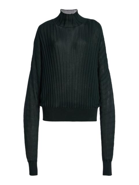 Proenza Schouler Luiza Ribbed-Knit Sweater dark green