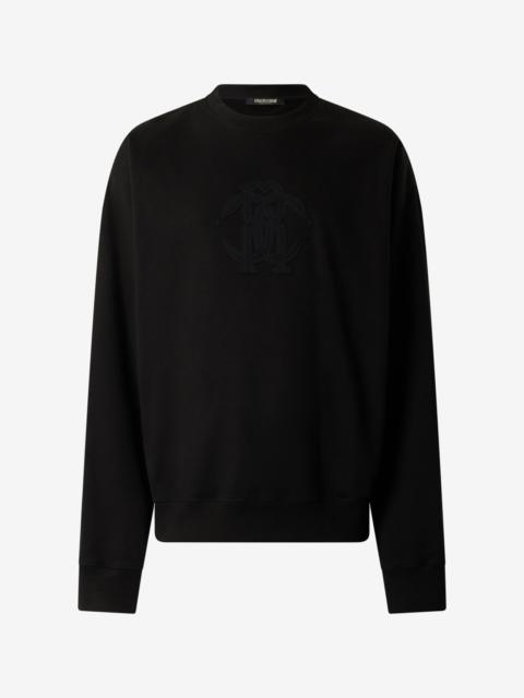 Roberto Cavalli Sweatshirt With Mirror Snake Monogram Embroidery