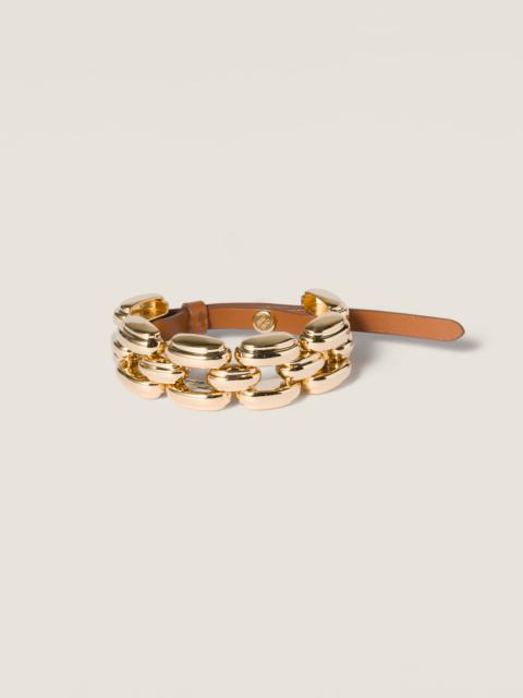 Miu Miu Metal and leather bracelet