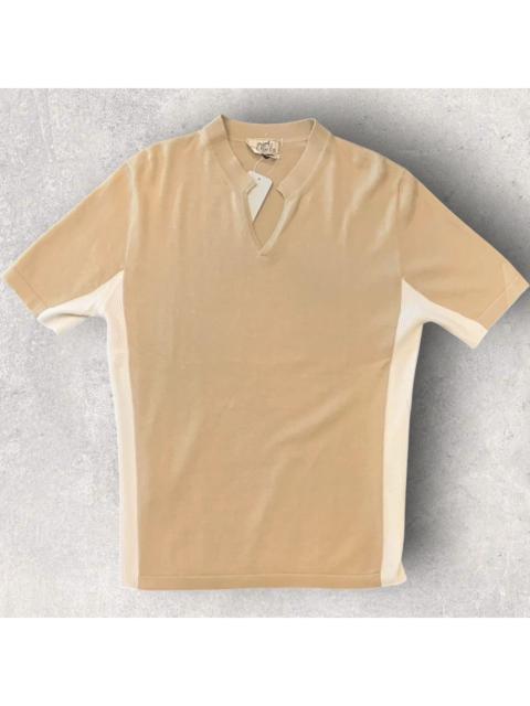 Hermès Hermes beige open collar cashmere T Shirt