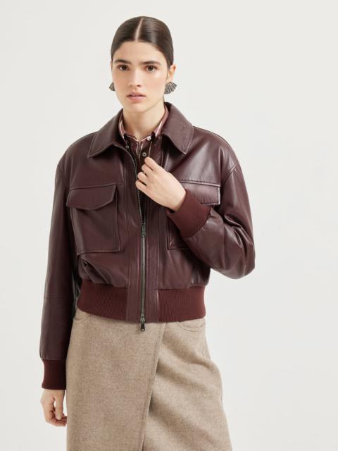 Brunello Cucinelli Soft nappa leather bomber jacket with Thermore® padding with monili