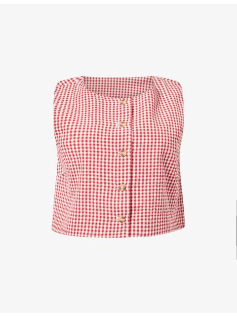 POSSE Rio Gingham Cotton-Poplin Top