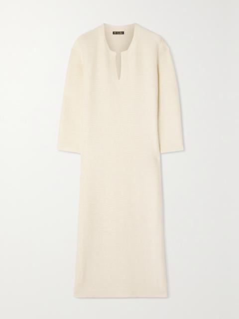 Loro Piana Beirut Ribbed Cashmere And Silk-blend Midi Dress