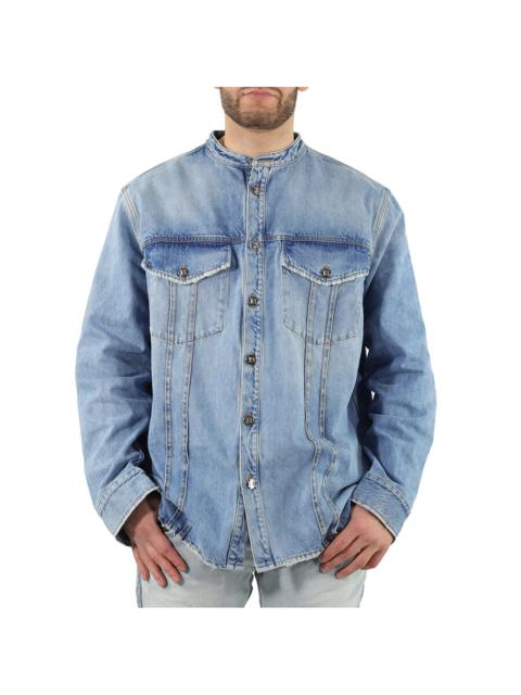 Balmain Light Jean Blue Cotton Denim Shirt