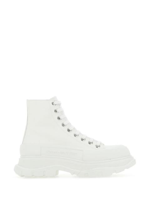 ALEXANDER MCQUEEN White Canvas Tread Slick Sneakers