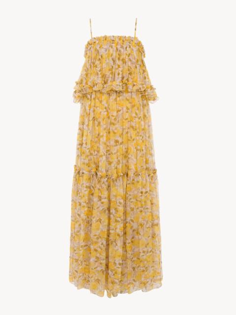 Chloé SLEEVELESS LONG DRESS IN SILK MOUSSELINE