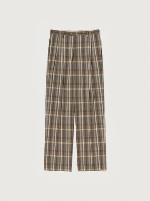 AURALEE SUPER FINE TROPICAL WOOL CHECK TWO-TUCK SLACKS