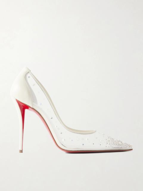 Christian Louboutin Miss Z Degrastrass Perla 100 Embellished Leather-trimmed Mesh Pumps