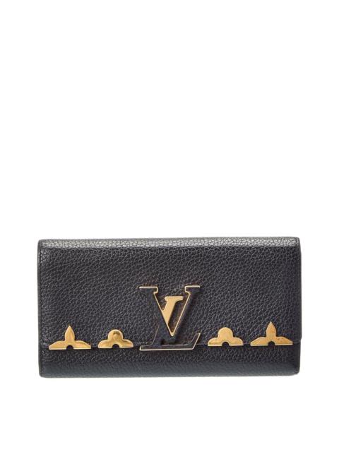 Louis Vuitton Louis Vuitton Black LV Taurillon Leather Embellished Capucines Long Wallet (Authentic Pre-Loved)