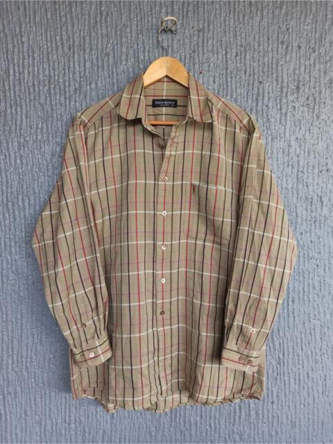 SAINT LAURENT Vintage YSL Button Up Flannel Polo LS