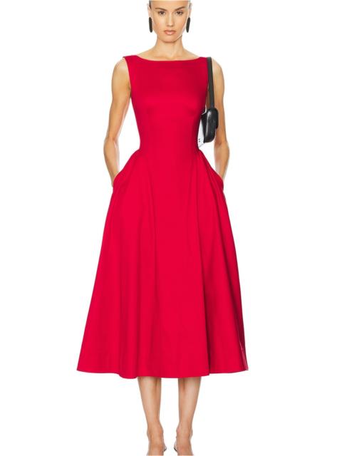 HELSA Stretch Cotton Sateen Midi Dress