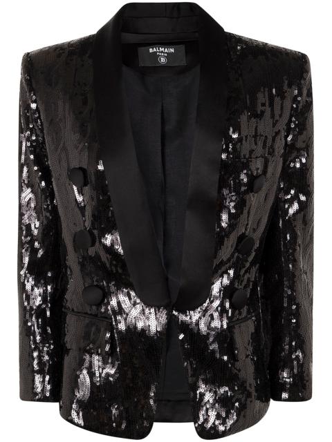 Balmain Balmain Women V-Neck Glitter Satin Tailored Jkt