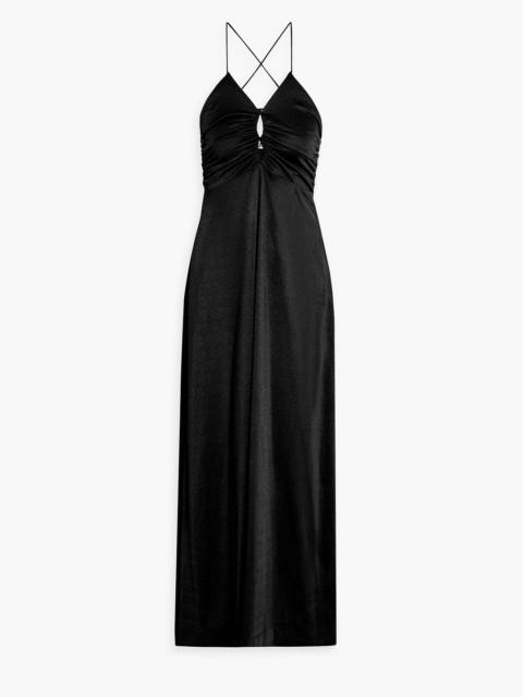 GANNI Ruched cutout crepe maxi dress