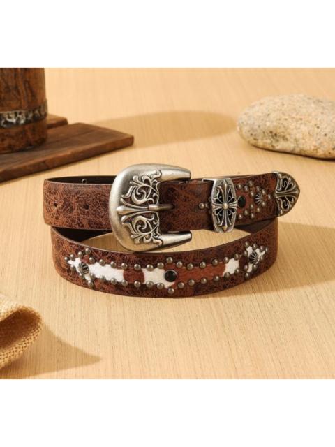 Other Designers Japanese Brand - Brown colour retro style carved rivet belt