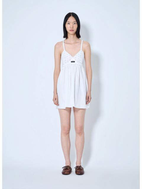 Miu Miu Miu Miu Women Slubbed Poplin And Eyelet Lace Mini Dress