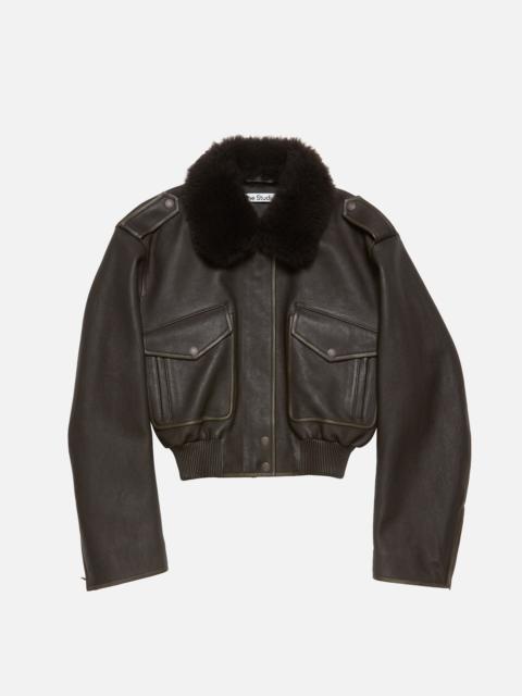Acne Studios Leather bomber jacket - Dark brown